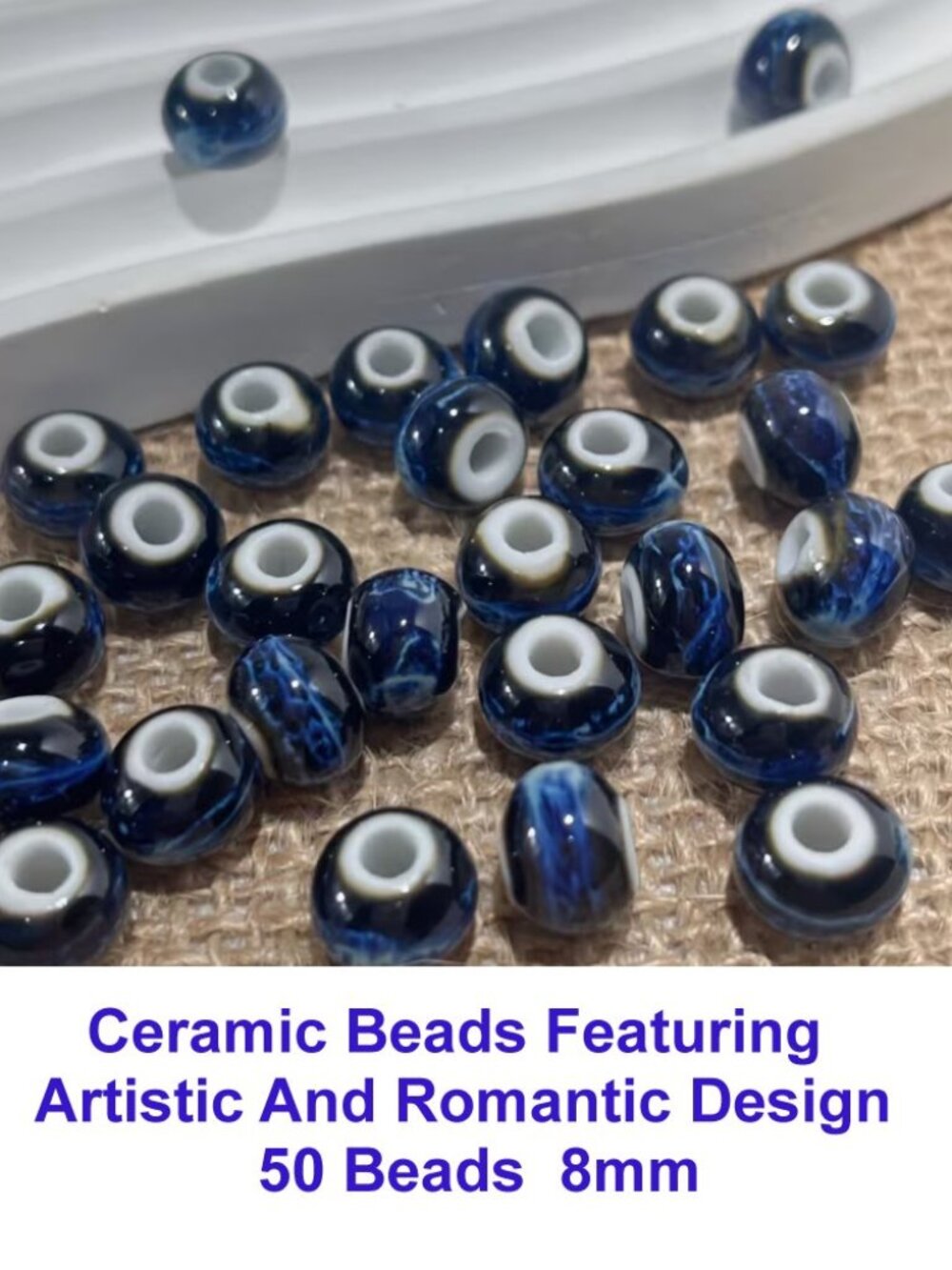 Ceramic Beads Featuring an Artistic And Romantic Design  50 Beads  8mm